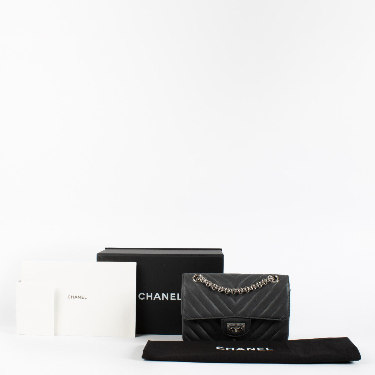 Chanel Grijze Kalfsleren Mini Reissue 2.55 Tas