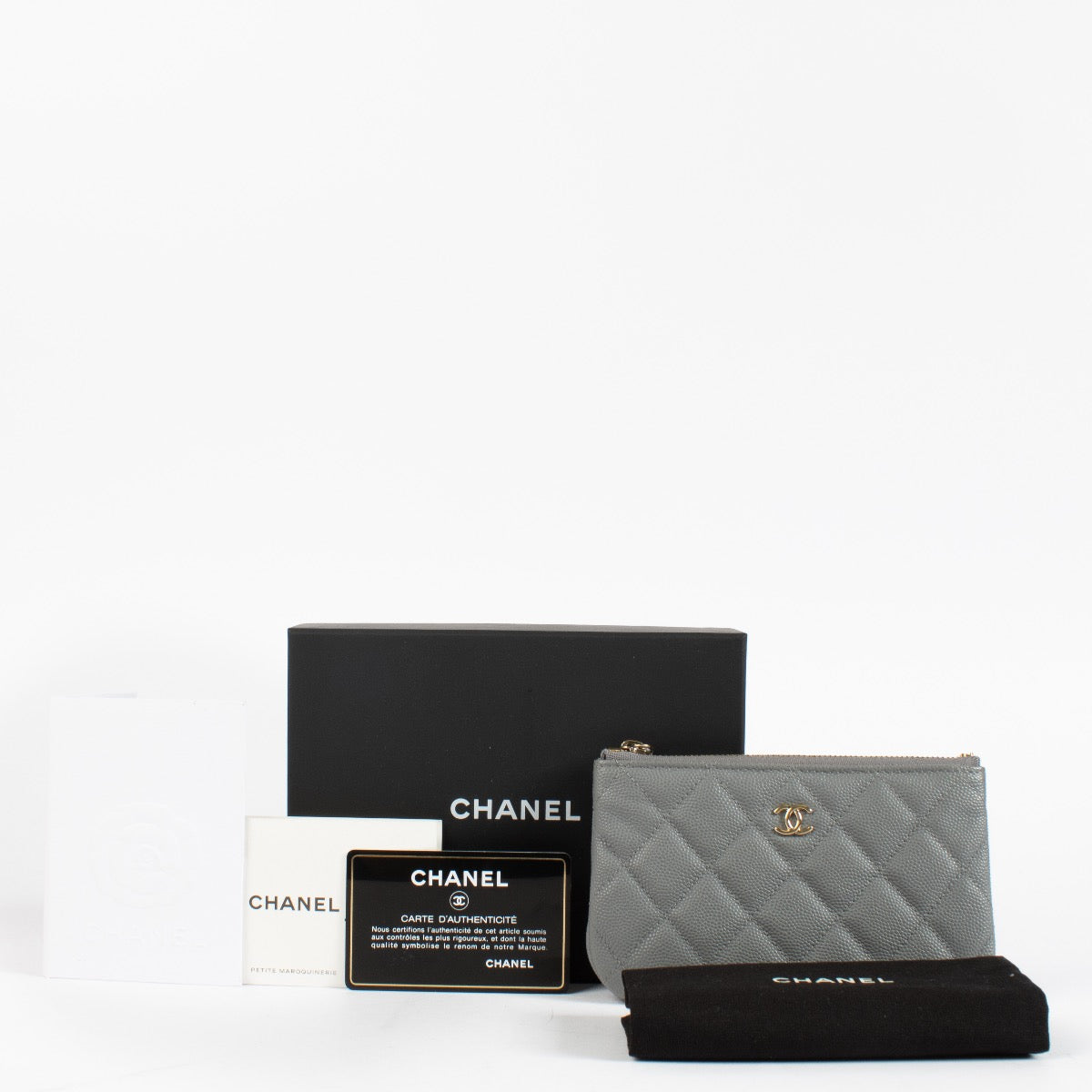 shop 100% authentic second hand Chanel Grey Caviar Small Ocase Pouch on Labellov.com