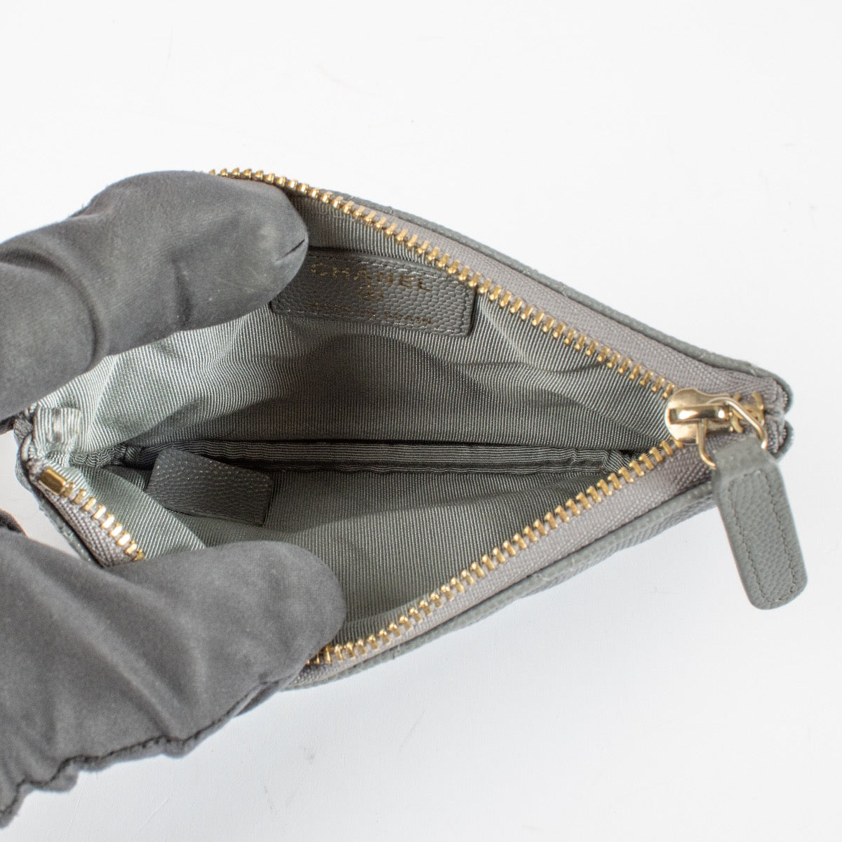 shop 100% authentic second hand Chanel Grey Caviar Small Ocase Pouch on Labellov.com