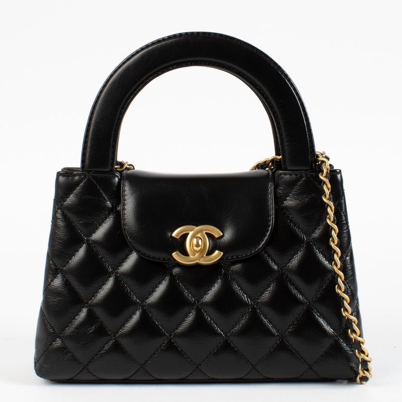 shop 100% authentic second hand Chanel Black Lambskin Kelly Nano Top Handle Bag on Labellov.com