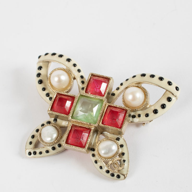 Authentic pre-loved Chanel 16C Butterfly Brooch Gold Red on Labellov.com