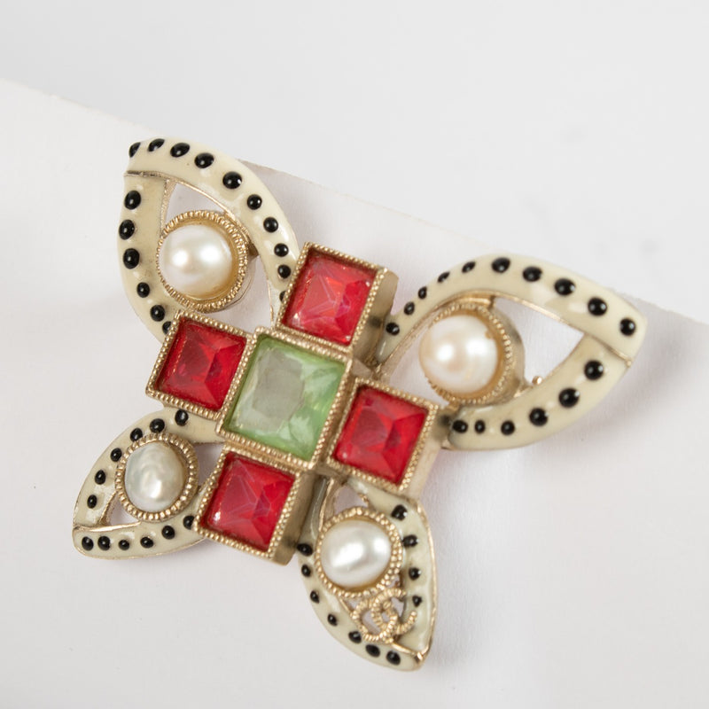 Authentic pre-loved Chanel 16C Butterfly Brooch Gold Red on Labellov.com