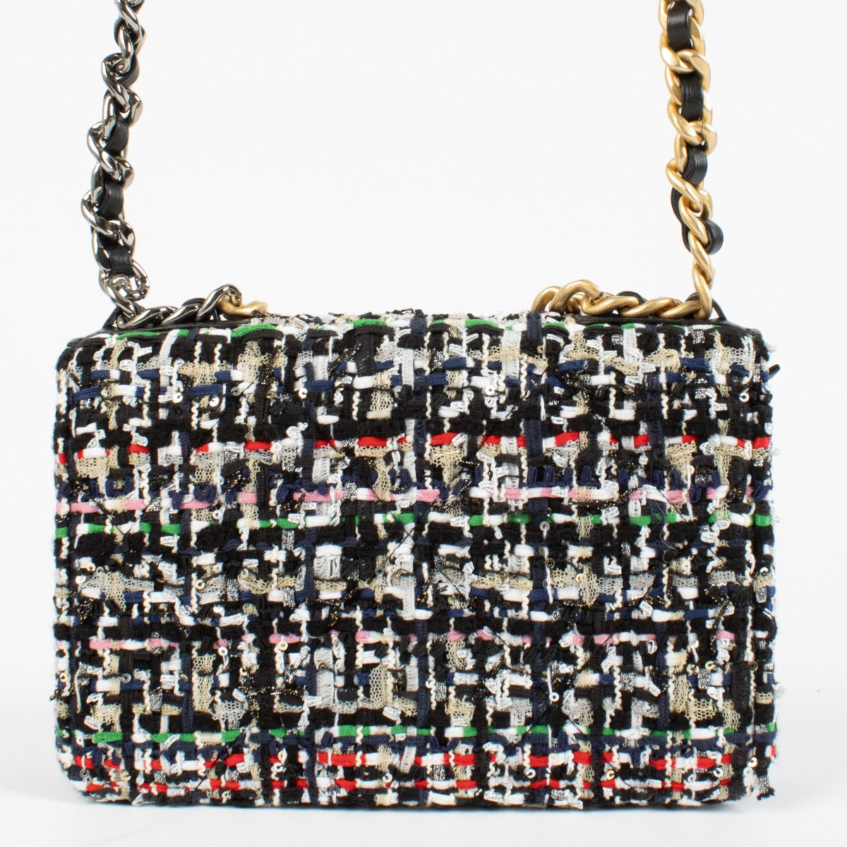 authentic preloved Chanel Tweed Sequin Chanel 19 Wallet On Chain on Labellov.com