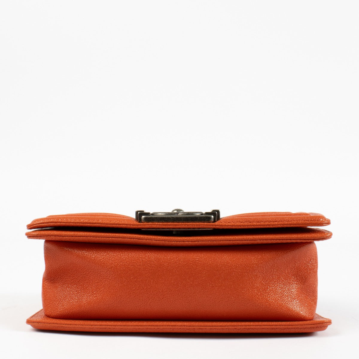 Authentic pre-loved Chanel Orange Caviar Small Chanel Boy Bag on Labellov.com