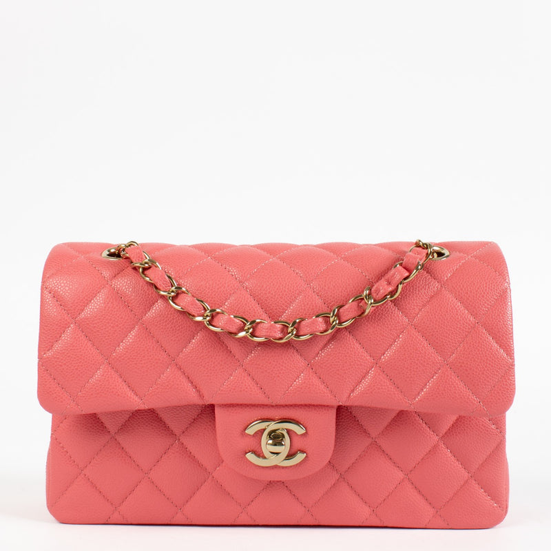 Authentic pre-loved Chanel Hot Pink Caviar Small Classic Handbag on Labellov.com