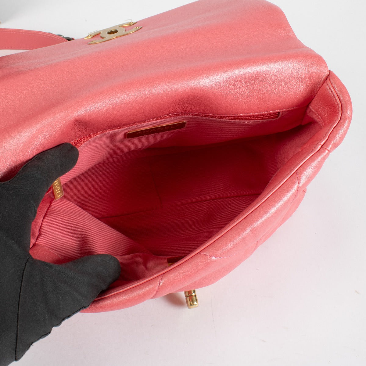 Chanel Pearly Pink Lambskin Small Chanel 19 Bag