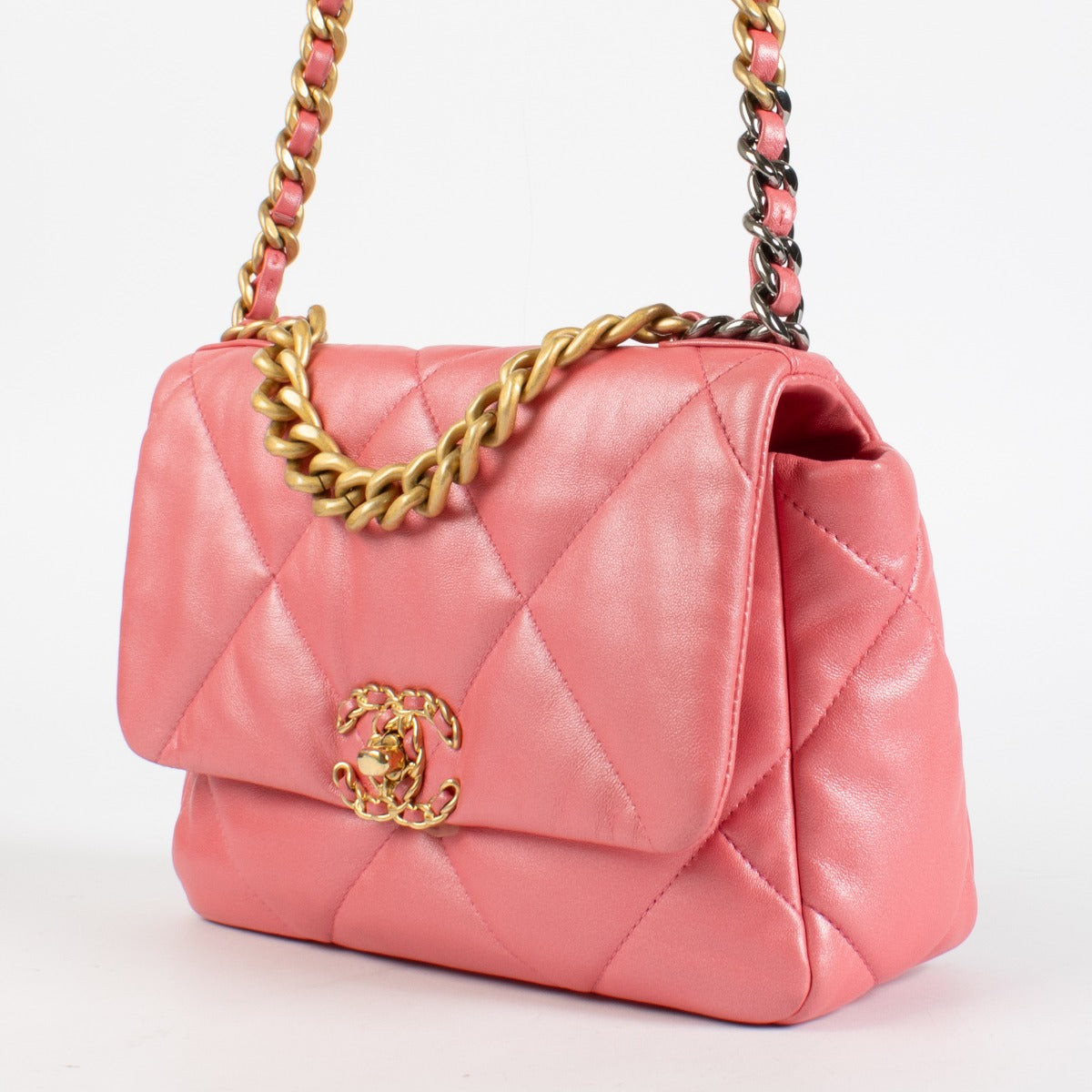 Chanel Pearly Pink Lambskin Small Chanel 19 Bag