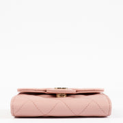 Authentic pre-loved Chanel Pink Caviar Classic Card Holder with Chain on Labellov.com