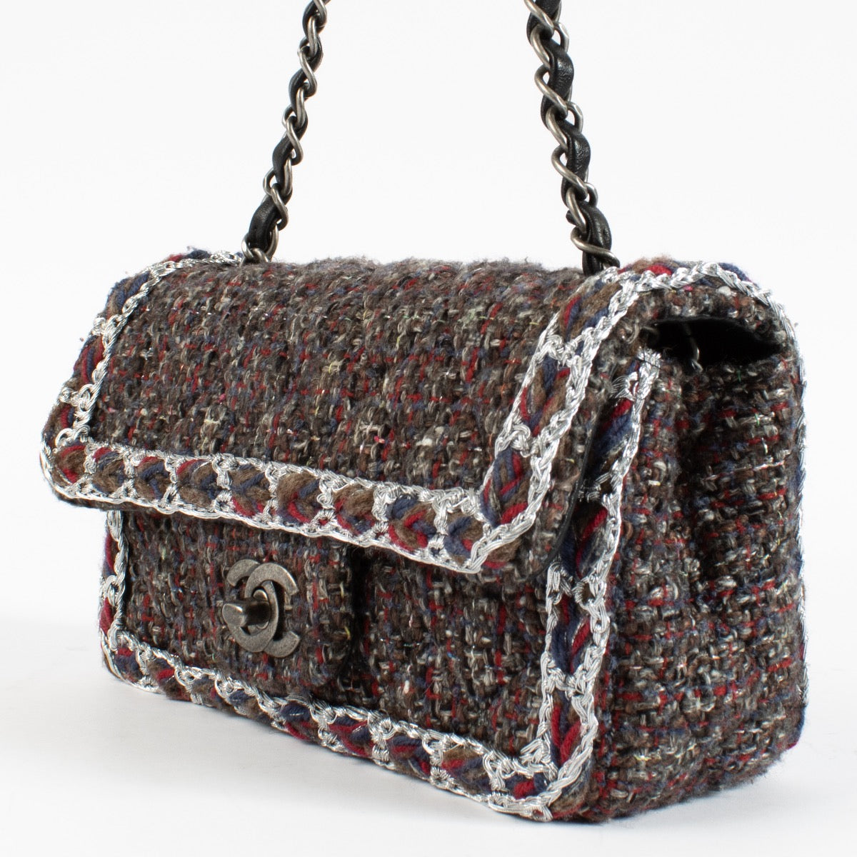 shop 100% authentic second hand Chanel Multicolor Silver Mini Tweed Flap Bag on Labellov.com