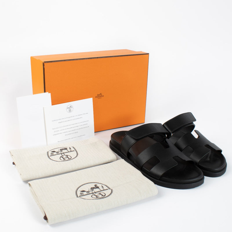authentic preloved The Hermès Chypre Black Sandals on Labellov.com
