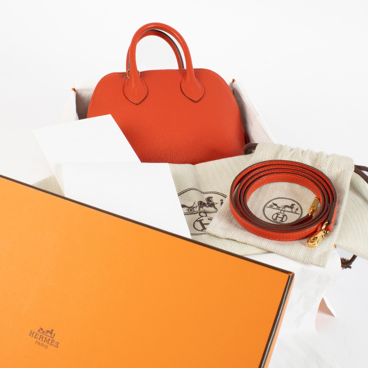 shop 100% authentic second hand Hermès Bolide 1923 Mini Capucine Chevre Mysore GHW on Labellov.com