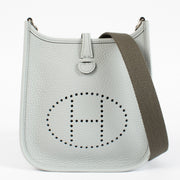 Authentic pre-loved Hermès Evelyne 16 Bleu Pale/Gris Etain Clemence PHW on Labellov.com