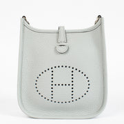 Authentic pre-loved Hermès Evelyne 16 Bleu Pale/Gris Etain Clemence PHW on Labellov.com