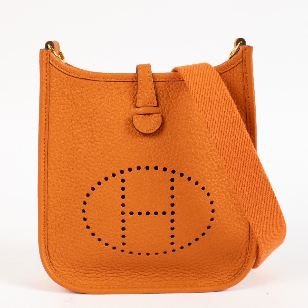 Authentic pre-loved Hermès Evelyne 16 Orange Clemence GHW on Labellov.com