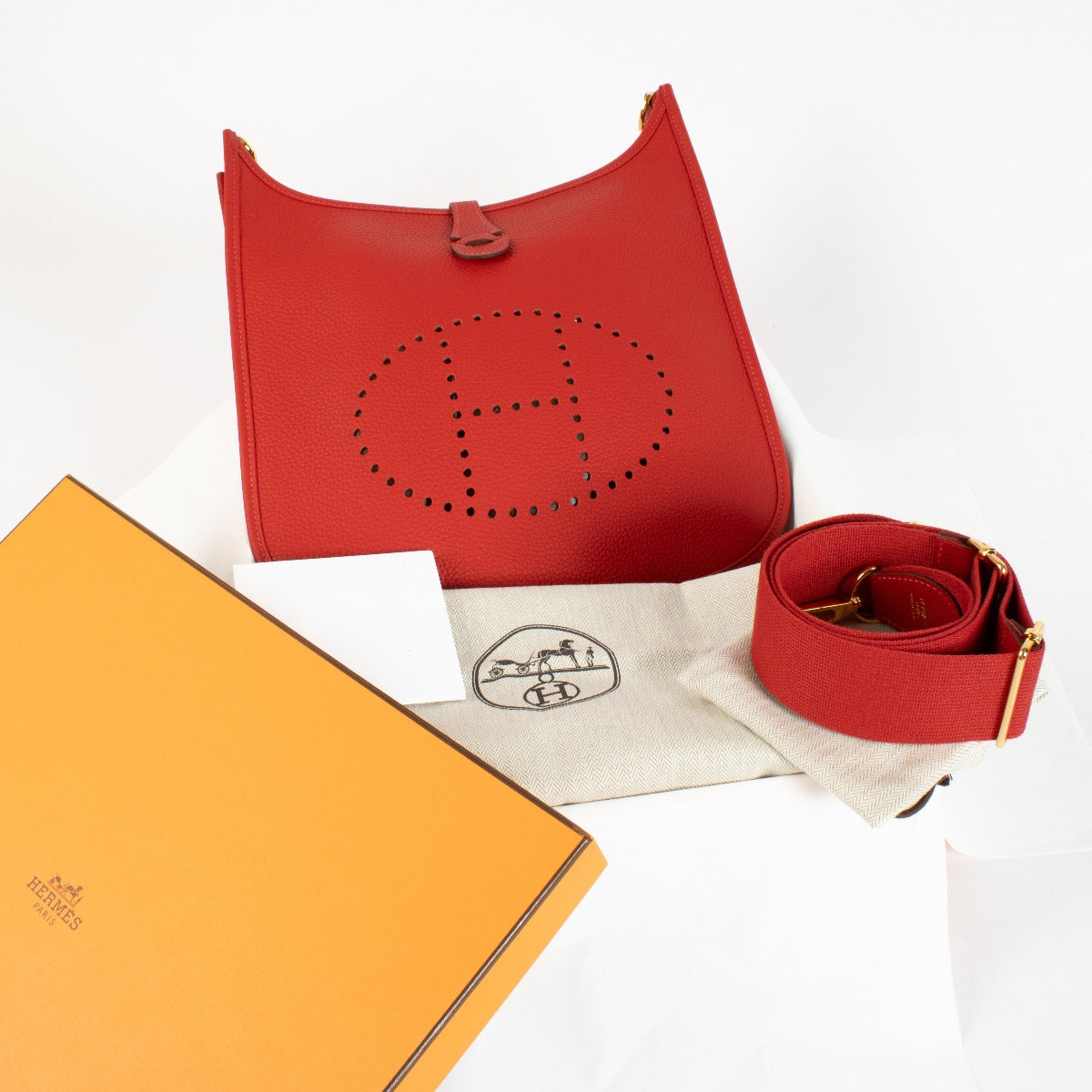 Hermès Evelyne III 29 Vermillon Clemence GHW