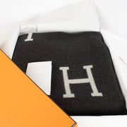 authentic preloved Hermès Avalon Throw Blanket in Gris Foncé / Écru on Labellov.com