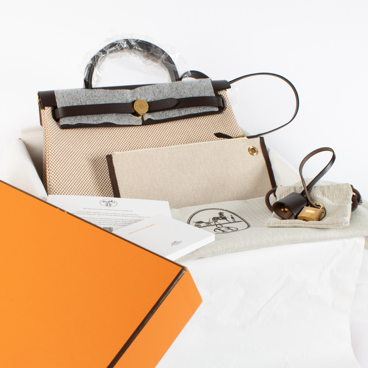 Hermès Herbag Zip 31 Ecru/Beige/Ebene Criss Viking/Hunter GHW