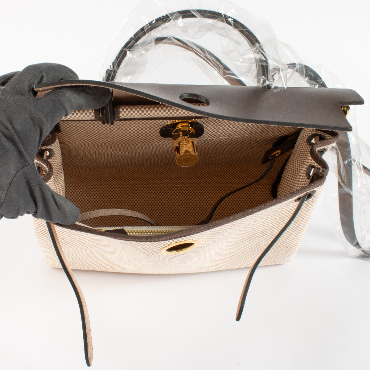 Hermès Herbag Zip 31 Ecru/Beige/Ebene Criss Viking/Hunter GHW