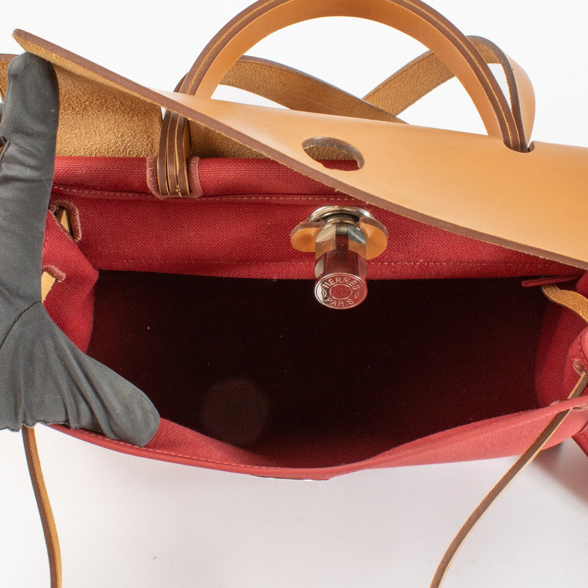 Hermès Herbag Zip 31 Rouge Grenat/Naturel Sable Toile Militaire/Hunter PHW