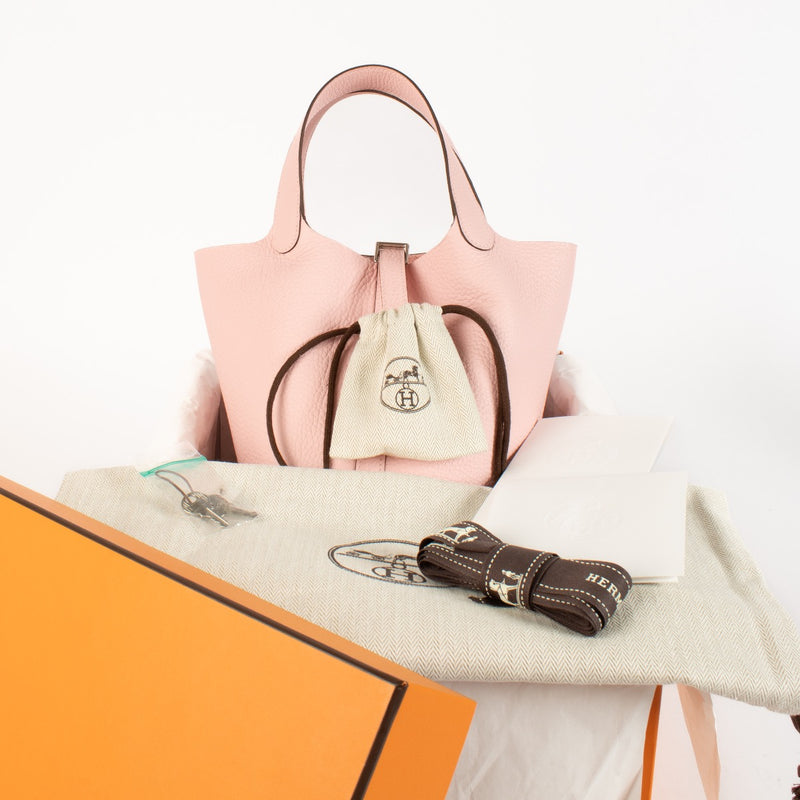 Hermès Picotin Lock 18 Rose Sakura Clemence PHW