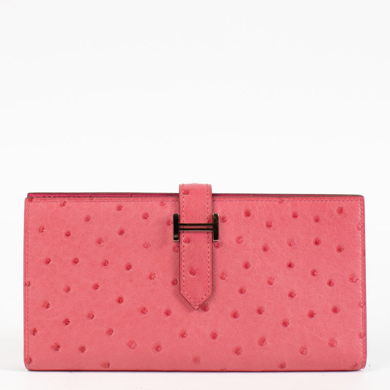shop 100% authentic second hand Hermès Bearn Pink Ostrich Long Wallet on Labellov.com