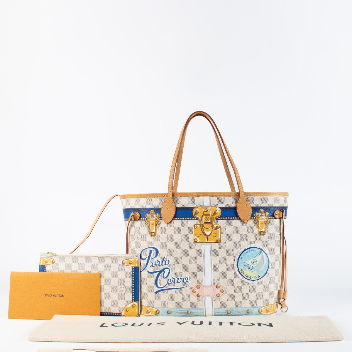 shop 100% authentic second hand Louis Vuitton Damier Azur Porto Cervo Neverfull MM on www.labellov.com