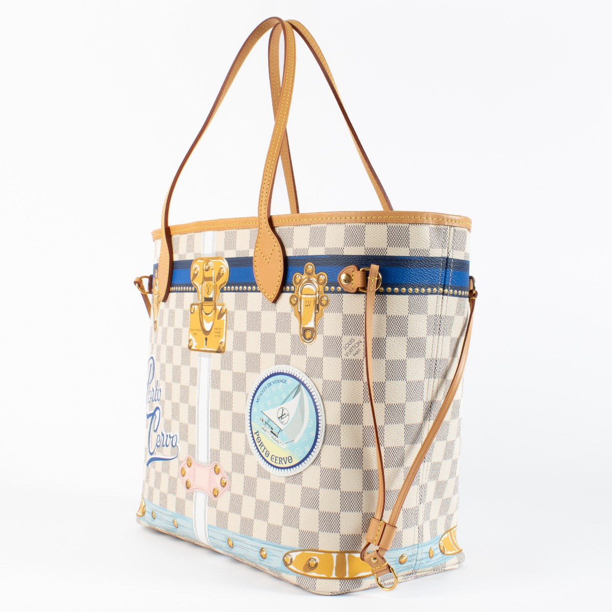 shop 100% authentic second hand Louis Vuitton Damier Azur Porto Cervo Neverfull MM on www.labellov.com