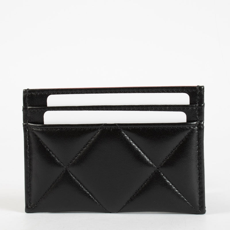 Chanel Black Shiny Lambskin Chanel 19 Card Holder