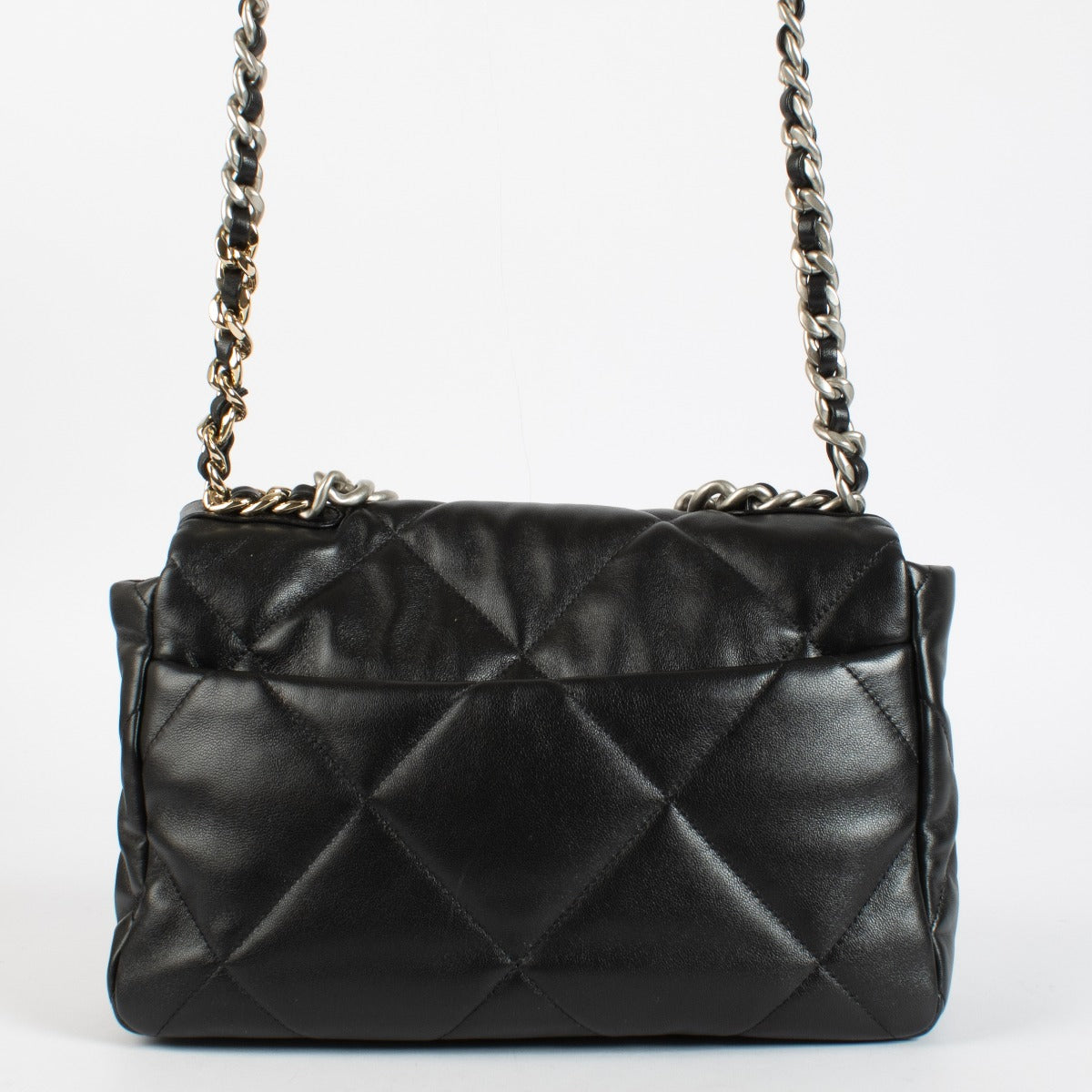 Chanel Black Shiny Lambskin Large Chanel 19 Bag