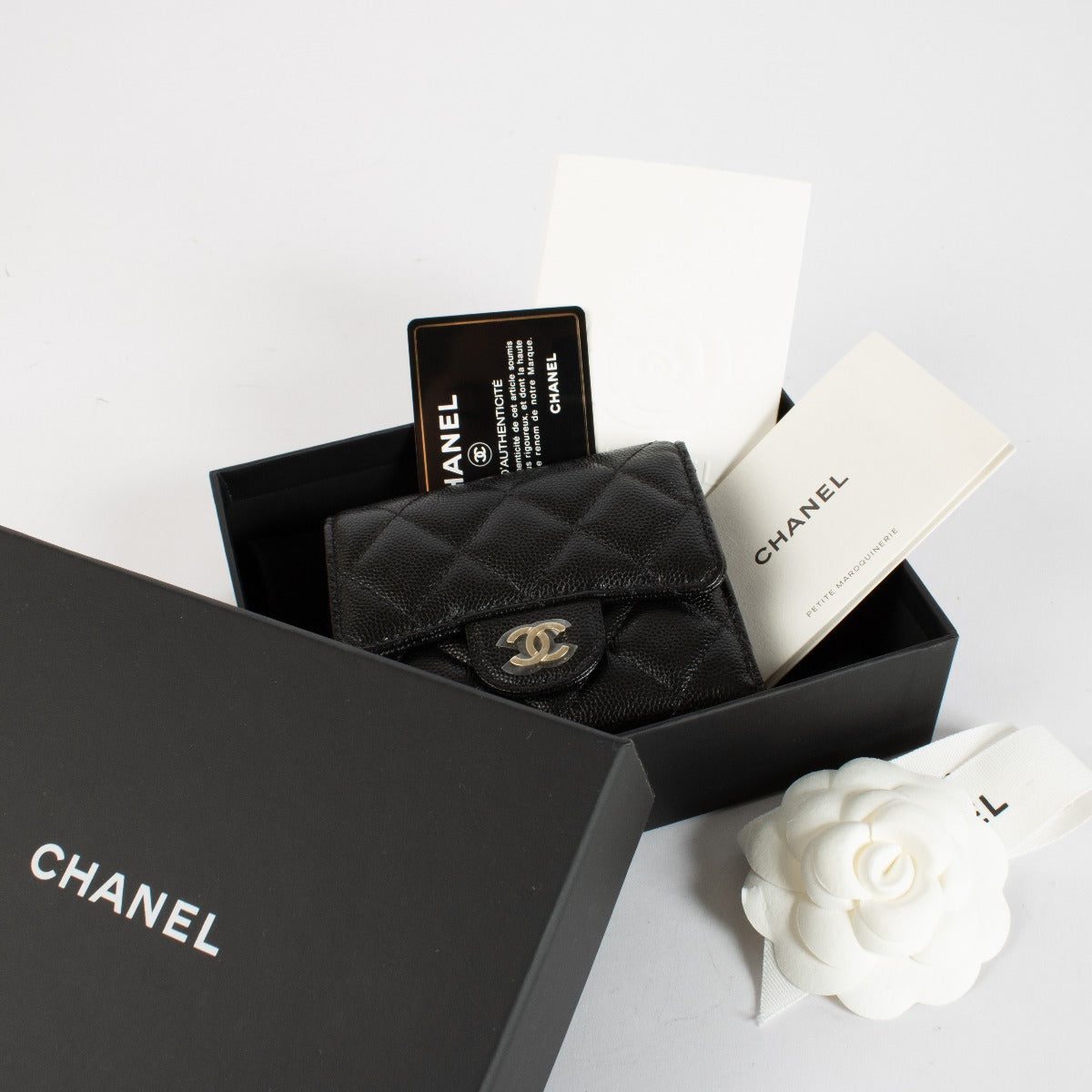 Chanel Black Caviar Classic Small Flap Wallet
