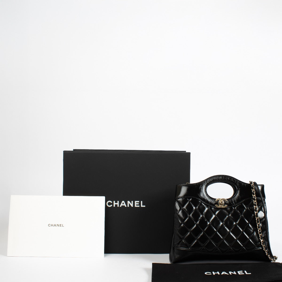 Chanel Black Shiny Lambskin Chanel 31 Mini Shopping Bag