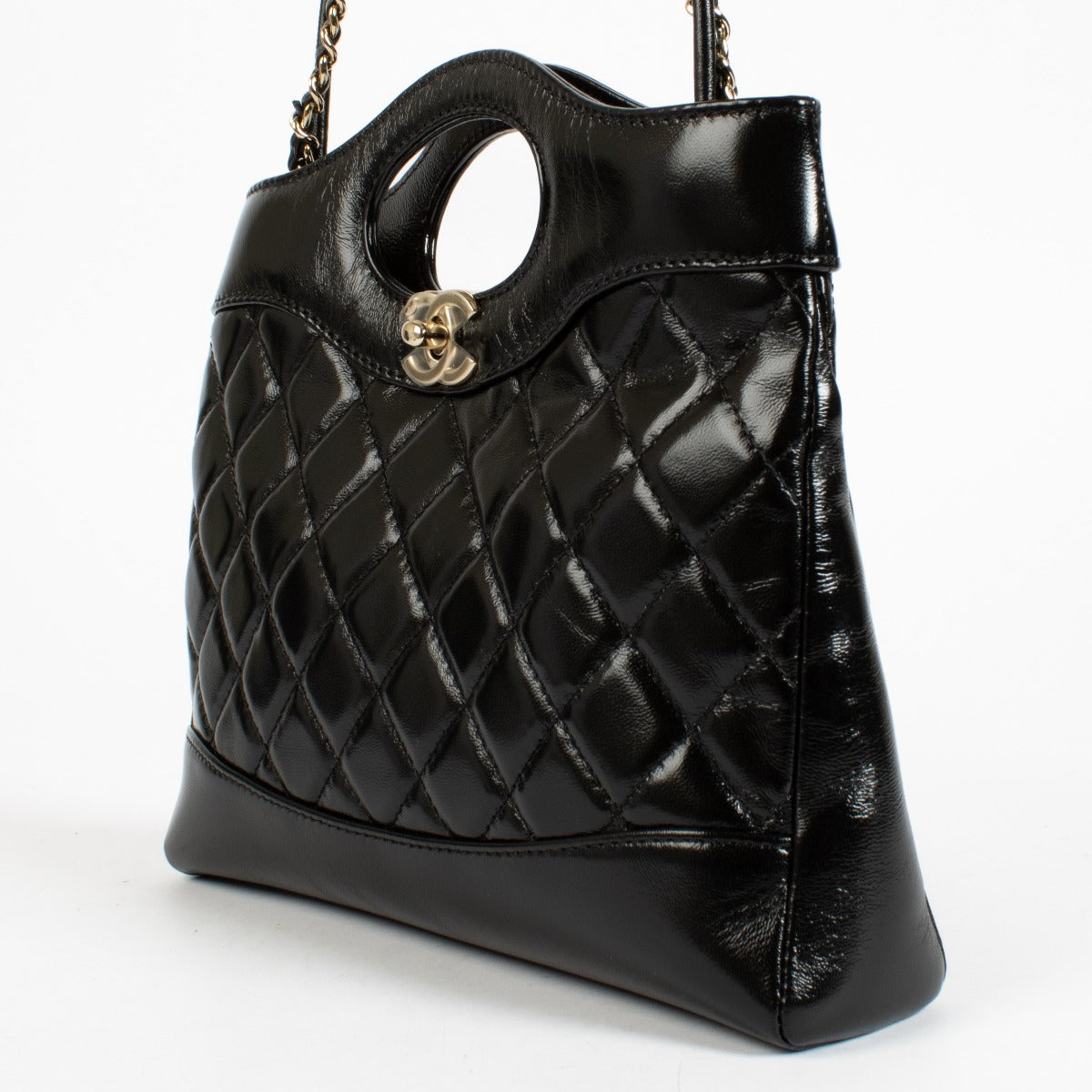 Chanel Black Shiny Lambskin Chanel 31 Mini Shopping Bag