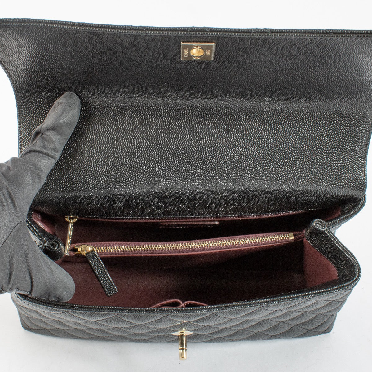 Chanel Black Caviar Medium Coco Handle Bag