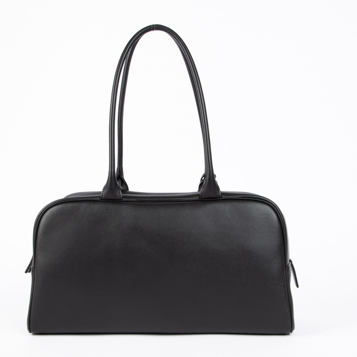 Authentic pre-loved Chanel Black Large Calfskin Bowling Shoulder Bag on Labellov.com
