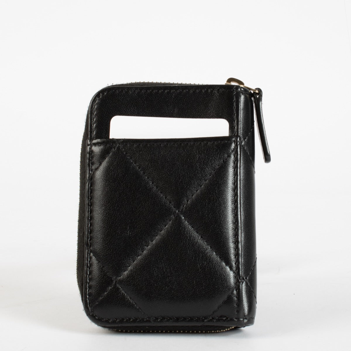 Chanel Black Lambskin Chanel 19 Zipped Card Holder Wallet