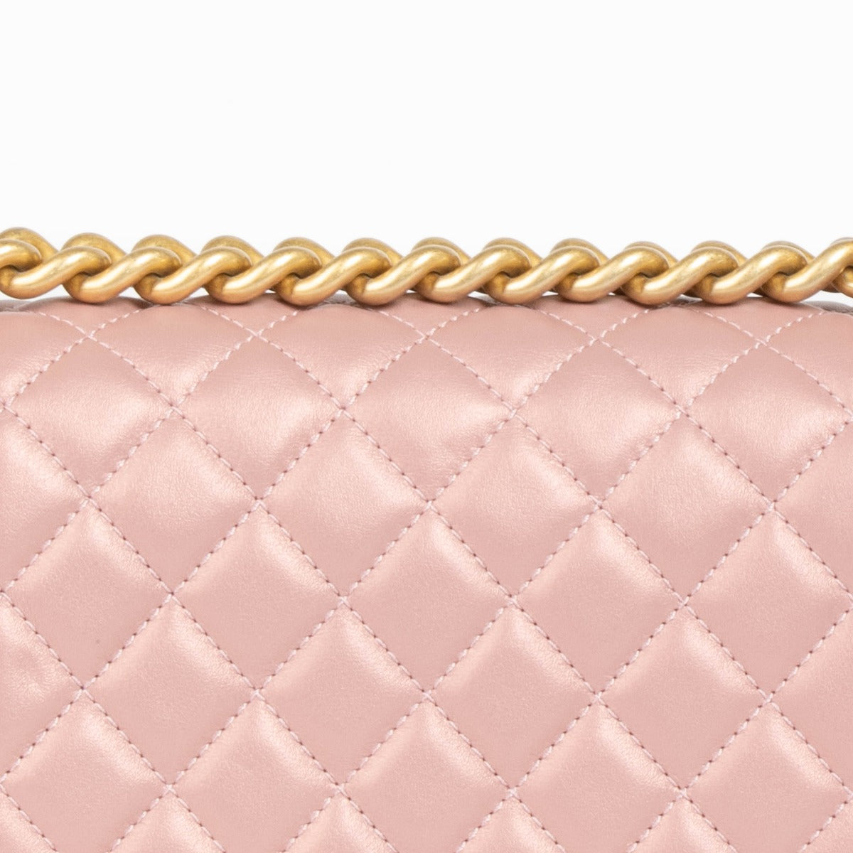 Authentic Chanel Pearly Pink Lambskin Small Boy Chanel Bag on Labellov.com