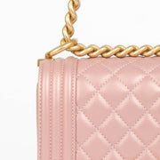 Authentic Chanel Pearly Pink Lambskin Small Boy Chanel Bag on Labellov.com