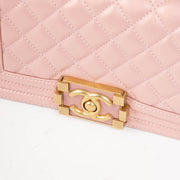 Authentic Chanel Pearly Pink Lambskin Small Boy Chanel Bag on Labellov.com