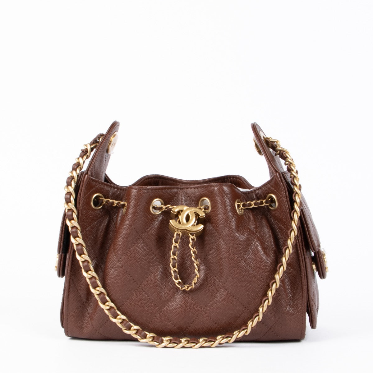 Authentic pre-loved Chanel Burgundy Caviar Chanel 25 Mini Shoulder Bag on Labellov.com