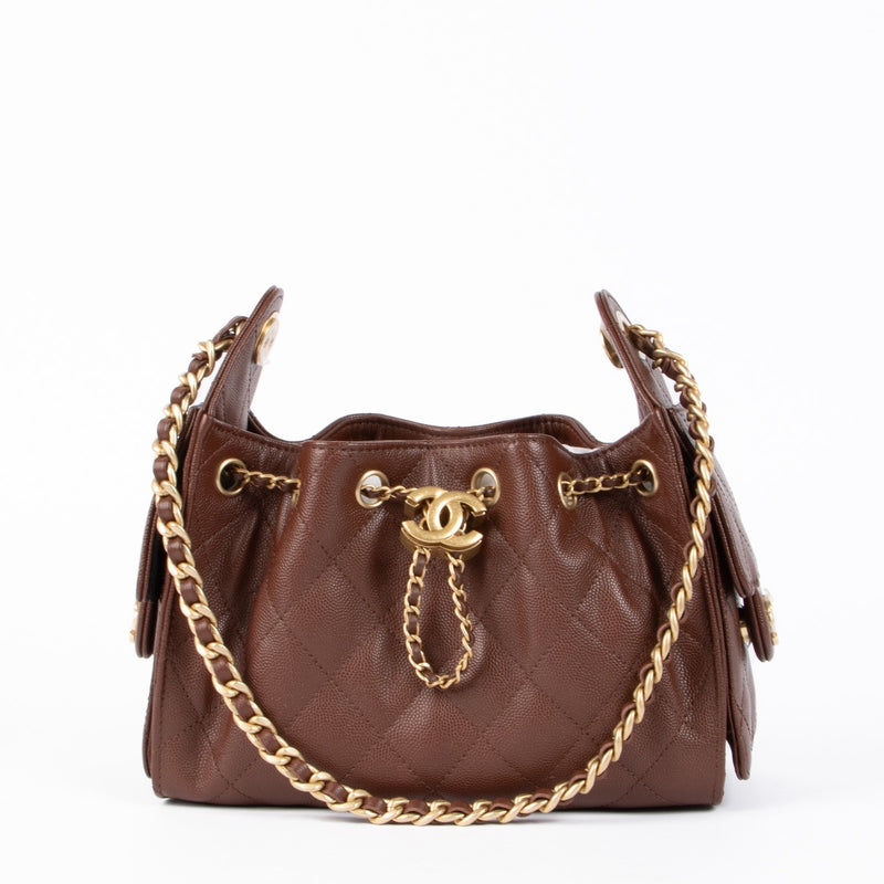 Authentic pre-loved Chanel Burgundy Caviar Chanel 25 Mini Shoulder Bag on Labellov.com
