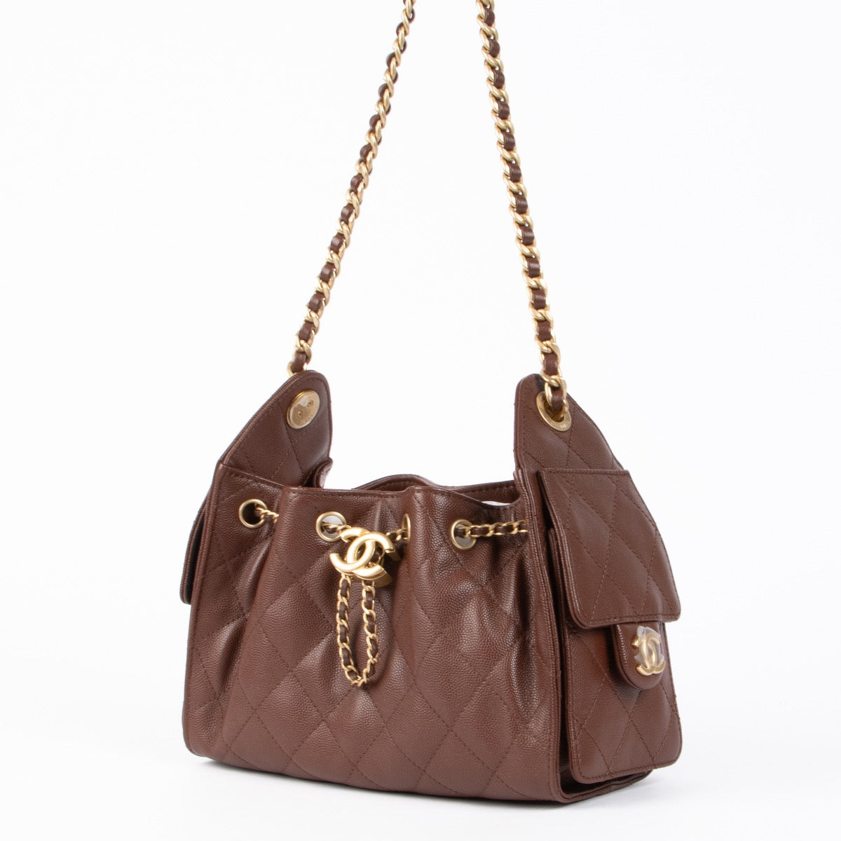 Authentic pre-loved Chanel Burgundy Caviar Chanel 25 Mini Shoulder Bag on Labellov.com