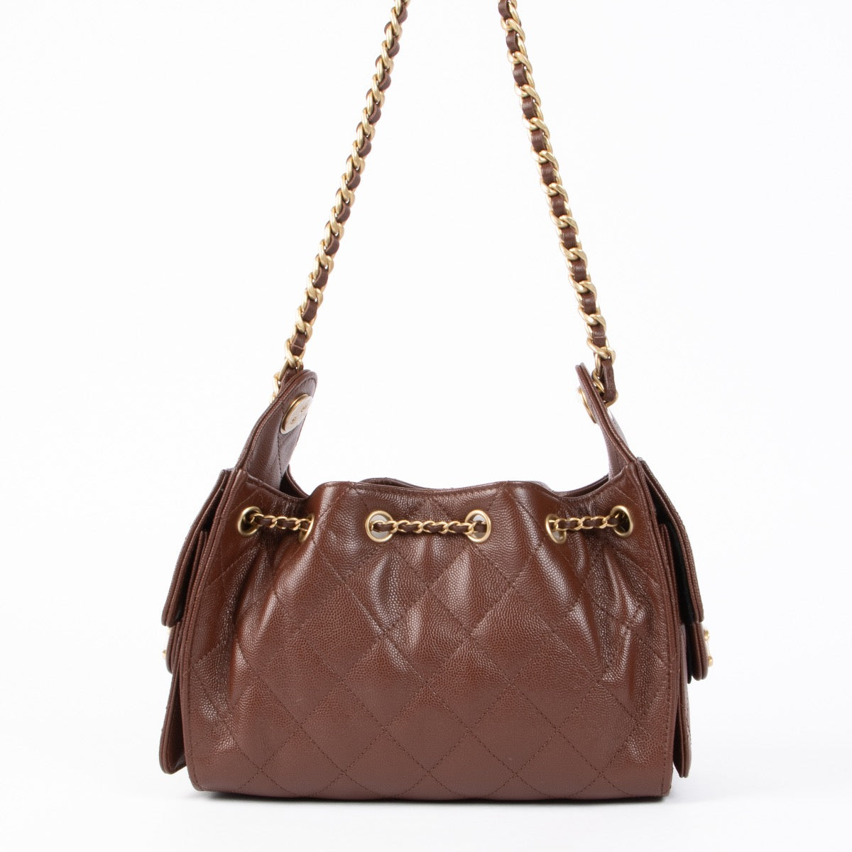 Authentic pre-loved Chanel Burgundy Caviar Chanel 25 Mini Shoulder Bag on Labellov.com