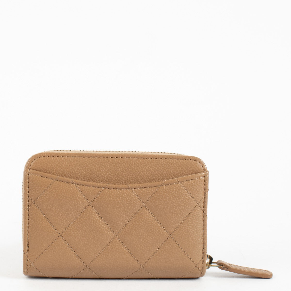Chanel Dark Beige Caviar Classic Zipped Coin Purse Wallet