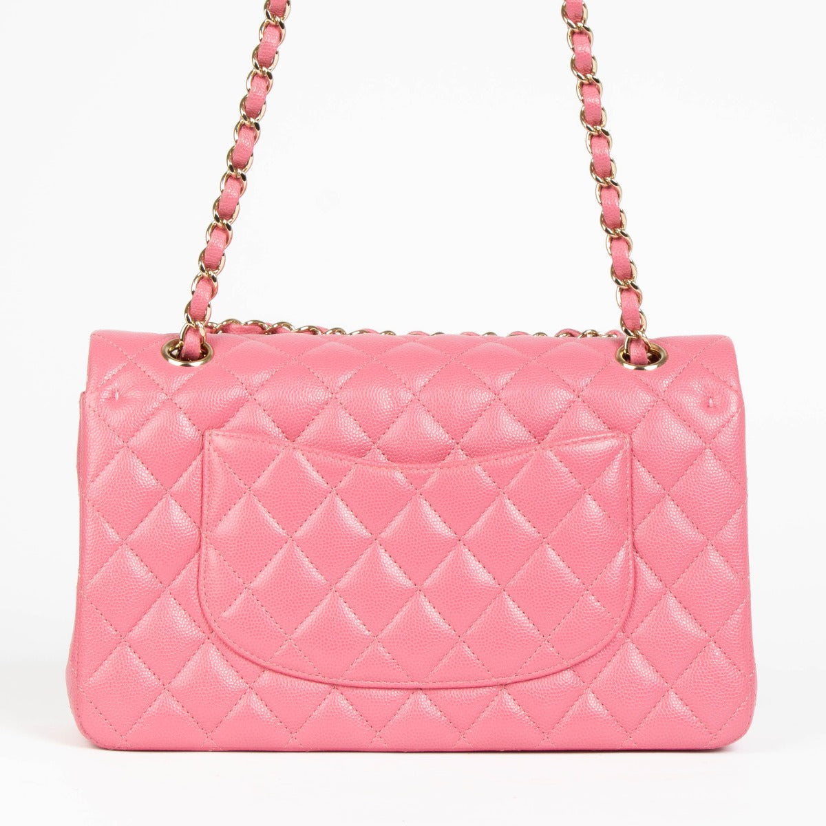 Chanel roze kaviaarleer Medium Classic 11.12 Tas