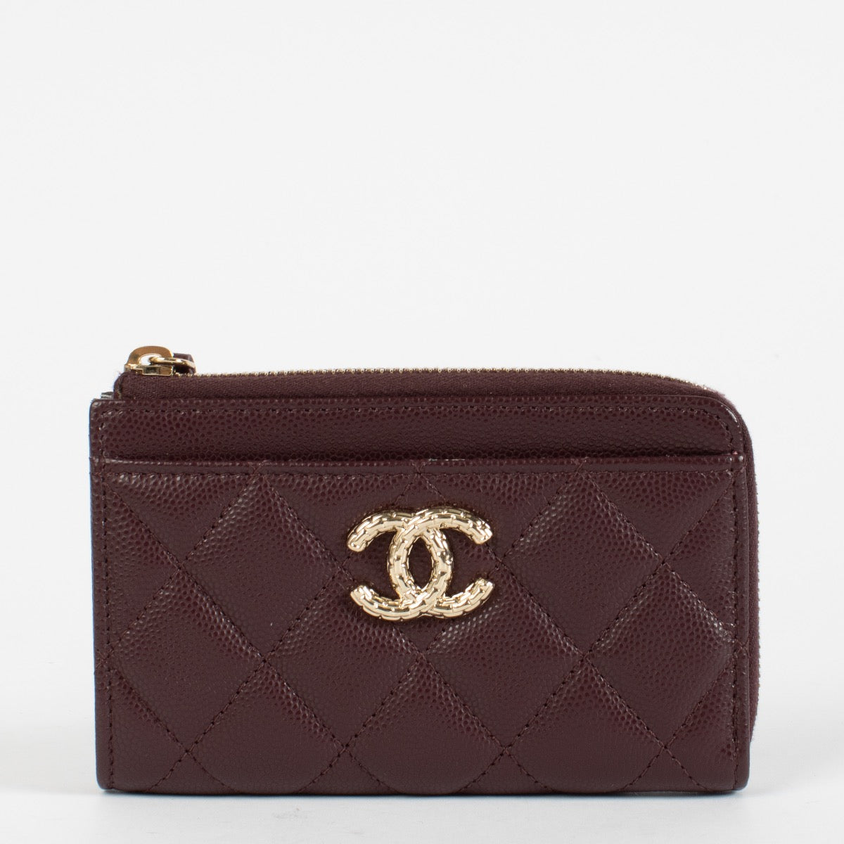 authentic preloved Chanel Compact Caviar Burgundy Wallet on Labellov.com