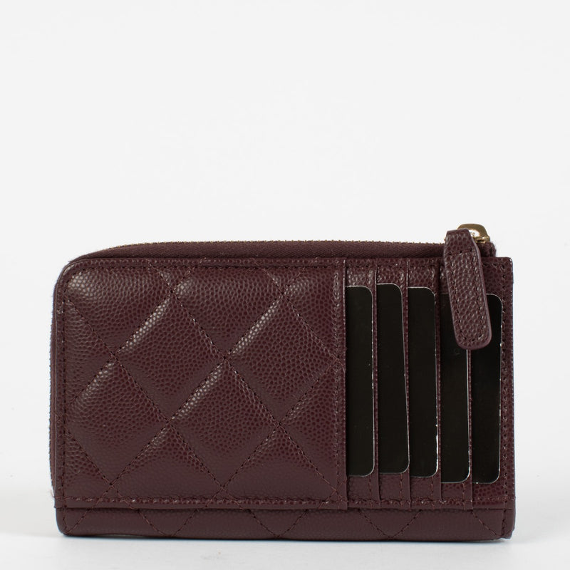 authentic preloved Chanel Compact Caviar Burgundy Wallet on Labellov.com