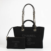 Authentic pre-loved Chanel Small Deauville Shopper Bag Black on Labellov.com