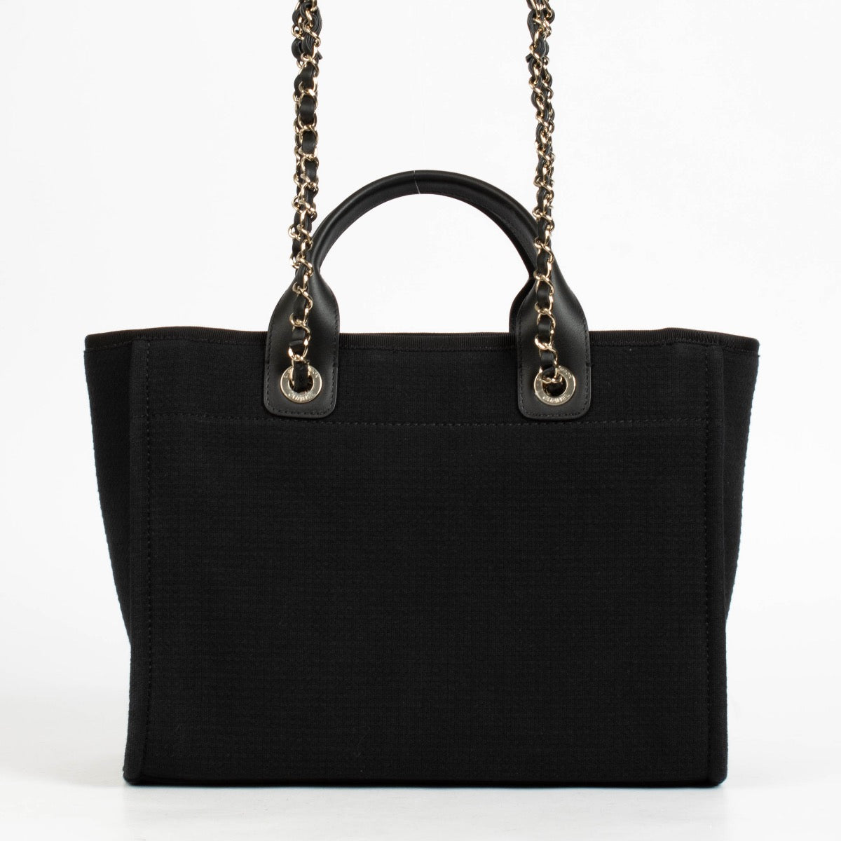 Authentic pre-loved Chanel Small Deauville Shopper Bag Black on Labellov.com