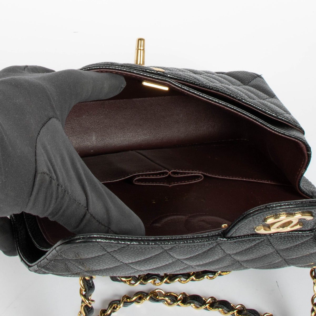 Chanel Zwarte Caviar Kleine Klassieke Handtas