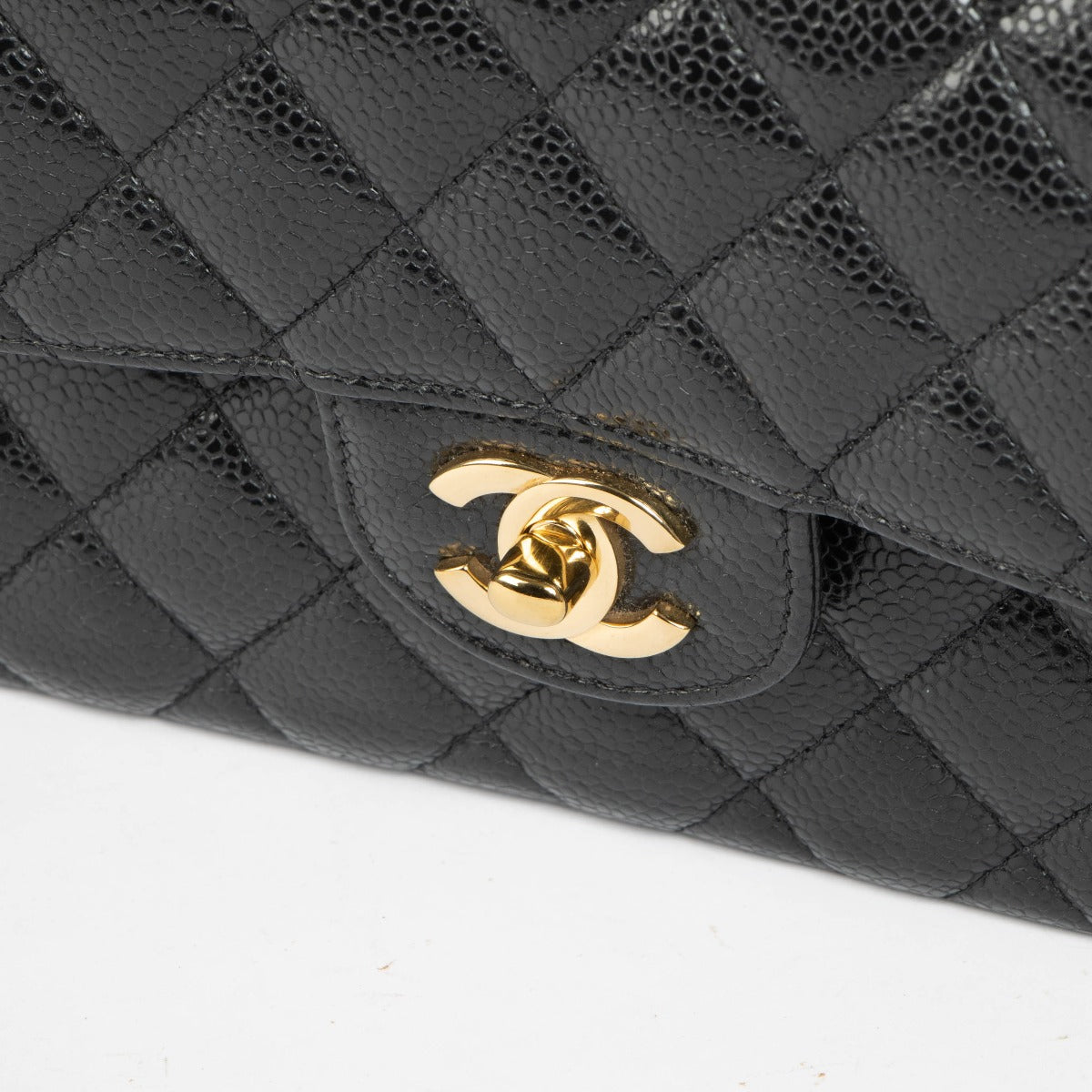 Chanel Zwarte Caviar Kleine Klassieke Handtas